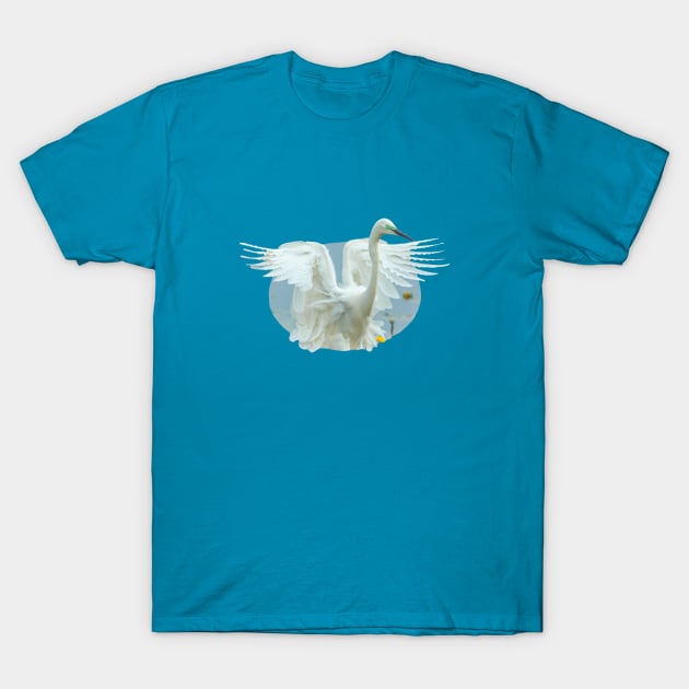 Great White Egret Landing! T-Shirt by dalyndigaital2@gmail.com